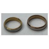 Two Tungsten Rings w/Gold & Rose Gold Colored Rims