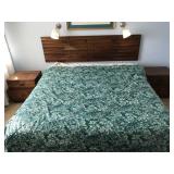 Mid-Century Walnut Headboard and Nightstands