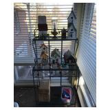 Bird House Display With Bakers Rack