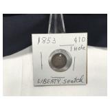 1853 Liberty Seated 10c Coin