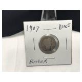 1907 Barber Dime in Holder