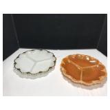 Carnaval and Milk Glass Divided Dishes