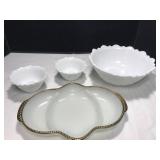Milk Glass Serving Pieces Set