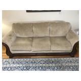 Beige Sofa With Wood Accent Trim