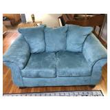 Blue Upholstered Love Seat