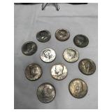 11 Kennedy Half Dollar Coins