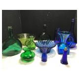 Cobalt and Green Glassware
