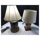 Whiskey Jug Lamp and Floral Lamp