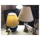 Brass, Wood, and Glass Lamp Lot