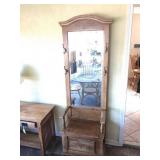 Oak Hall Tree With Beveled Mirror