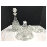 Crystal Decanter, Basket, and Bowl Set