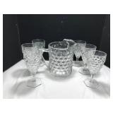 Fostoria Pitcher With 6 Glasses
