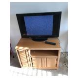 Oak TV Stand With 32-inch Panasonic TV