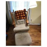 Oak Rocker, Stool, and Lamp Set