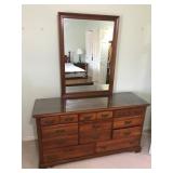 Cherry Double Dresser With Mirror