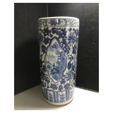 18in Blue-and-White Umbrella Stand