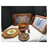Wooden Serving Tray Set and Accessories