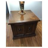 Mahogany Side Table with Lamp