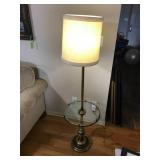 Brass and Glass Floor Lamp, 60in Tall