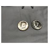 Two 1964 Kennedy Half Dollars