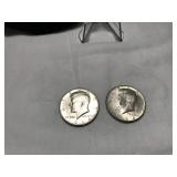 Two 1964 Kennedy Half Dollars