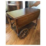 Mahogany Banded Tea Cart with Drawer