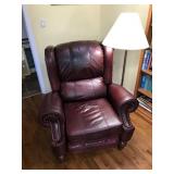 Leather Recliner and Floor Lamp