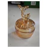 Carnival Galss Fawn Vanity Powder Jar Dish