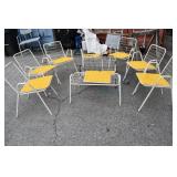 Vtg Emu Style Metal Stacking Chairs with Cushiobns