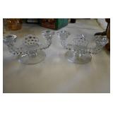 Pair of Clear Glass Candle Holders