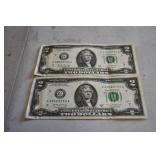 Pair of 2017 $2 Bills One Away Numbers