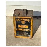 Vtg. Kelloggï¿½s Linseed Oil Tin Container