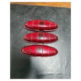 Three Red Glass Tail Light Lens Pieces