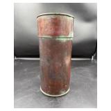 Copper Cylindrical Container with Patina
