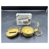Vintage Lensatic Brass Compass with Box
