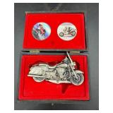 Motorcycle-Themed Folding Knife in Display Case