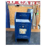 Blue Vintage-Style Tin Mailbox Bank