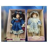 2 Bisque Porcelain 17" Dolls