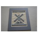 Vtg Cross Stitch Holland/Dutch Windmill