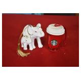 Mikassa Elephant & Starbucks Ceramic Ornaments