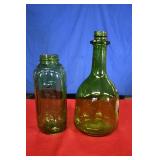 Pair of Green Glass Jars