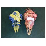 Pair of Painted Small Animal Skulls