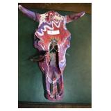Painted Bovine Skull Head