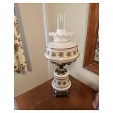 Ornate Floral Glass Hurricane Lamp