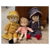 Three Cloth Rag Dolls