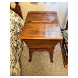 Wooden Side Table With Hinged Lid