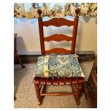 Wooden Ladder-Back Chair With Decorative Pillow