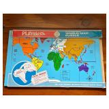 Playskool Inlaid Wood Board World Map Puzzle