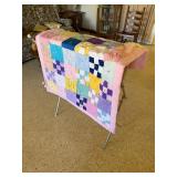Patchwork Quilt with Pink Border