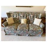 Floral Upholstered Sofa with Pillows